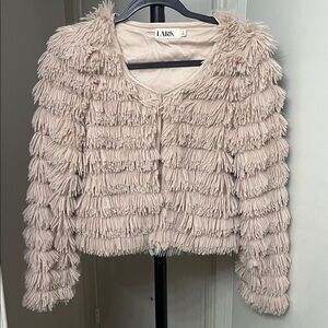 Nordstrom Lark Women's Tan Teddy Fringe Jacket